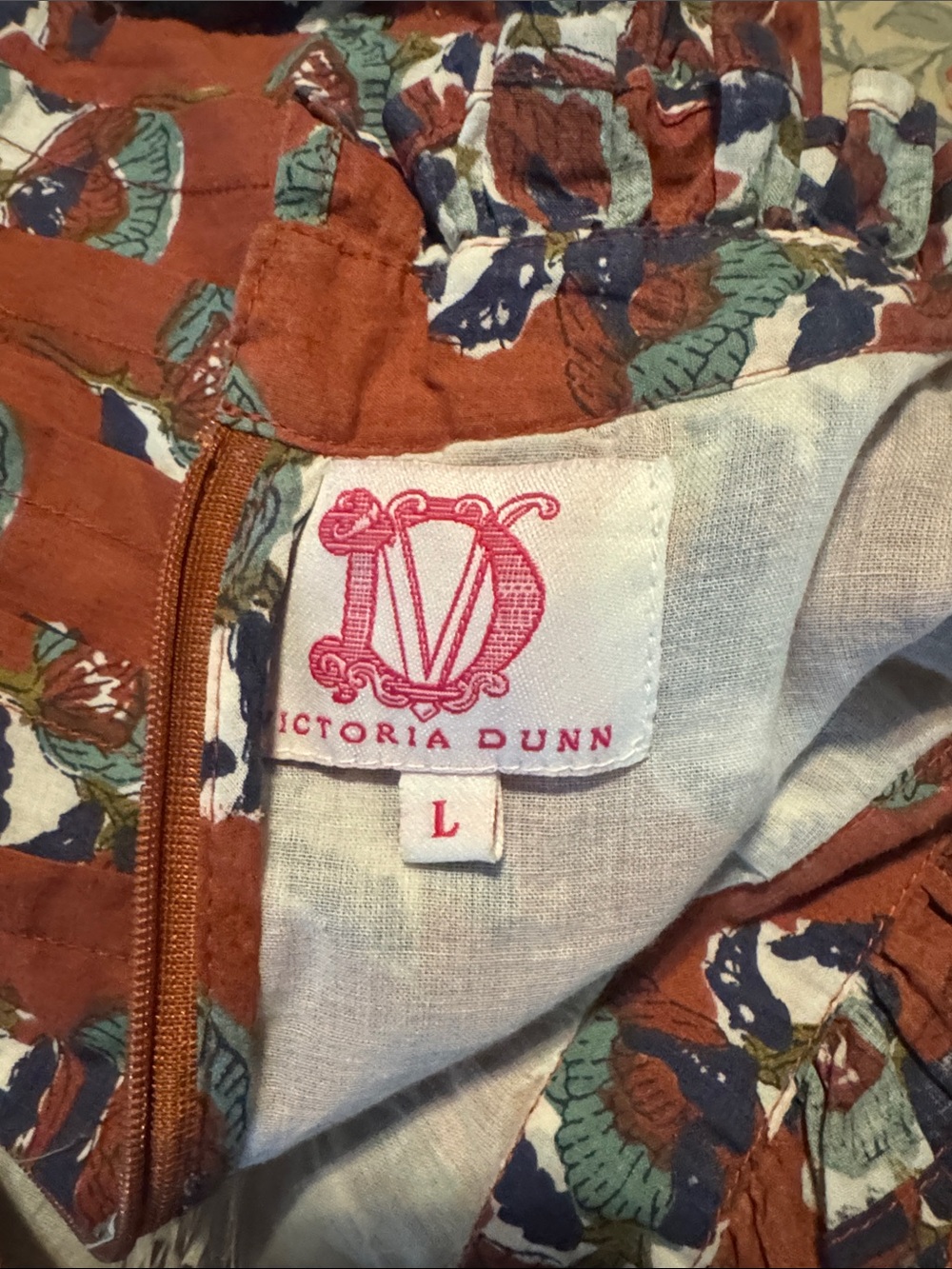 Victoria Dunn Rust Floral Maxi Dress with Belt - Picture 3 of 3